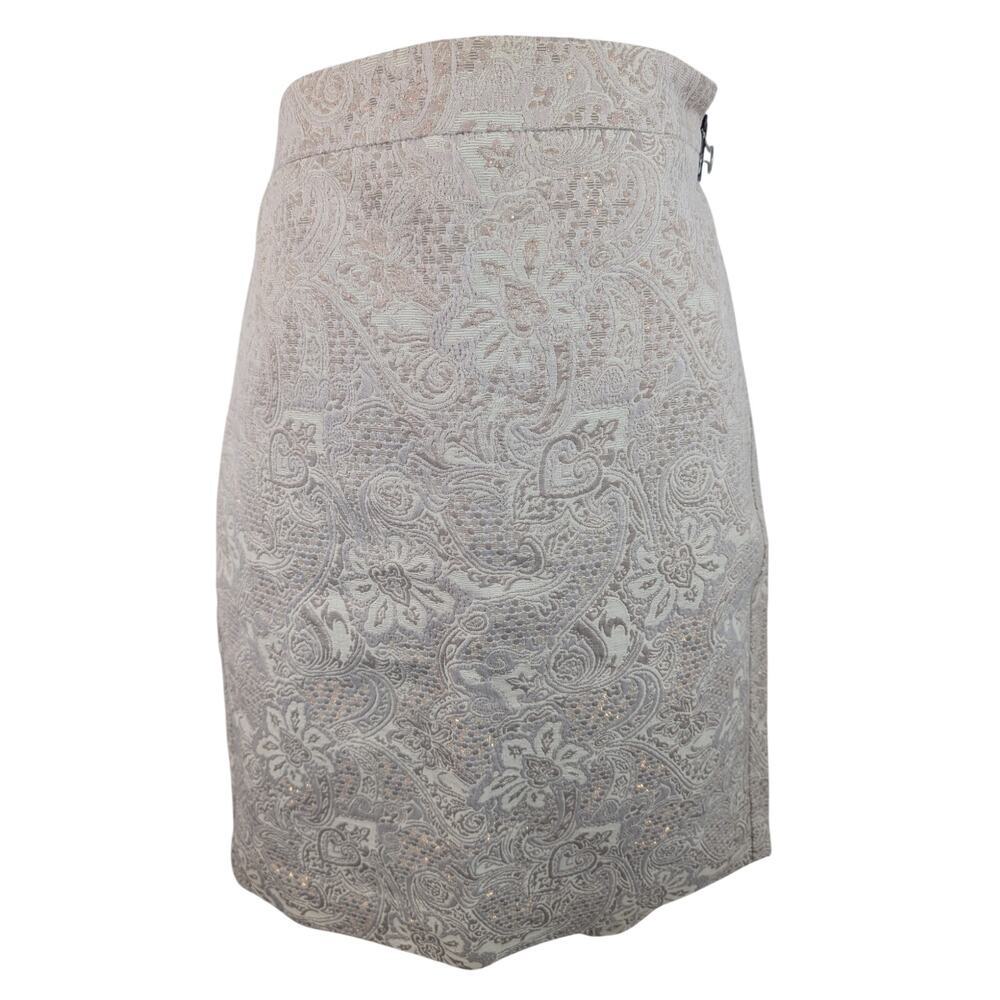 NWOT! J. CREW! CREAM, TAUPE & GOLD METALLIC TAPESTRY FLORAL PAISLEY SKIRT! SZ 4 - Picture 3 of 12